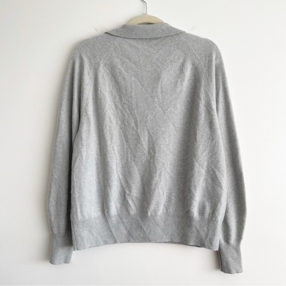 J. Crew Cashmere Collared V Neck Pullover Sweater medium Gray Minimalist luxury - Picture 3 of 9